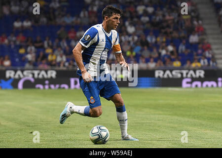 Barcellona, Spagna. 26 Luglio, 2019. Barcellona, 25-07-2019. UEFA Europa League, Secondo Round associati alla promozione, prima gamba. Espanyol-Stjarnan. Javi Lopez dell Espanyol durante il match Espanyol-Stjarnan. Credito: Pro scatti/Alamy Live News Foto Stock