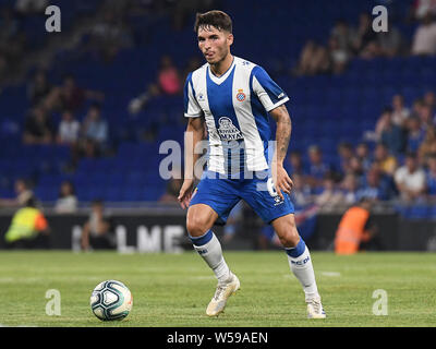 Barcellona, Spagna. 26 Luglio, 2019. Barcellona, 25-07-2019. UEFA Europa League, Secondo Round associati alla promozione, prima gamba. Espanyol-Stjarnan. Lluis Lopez dell Espanyol durante il match Espanyol-Stjarnan. Credito: Pro scatti/Alamy Live News Foto Stock