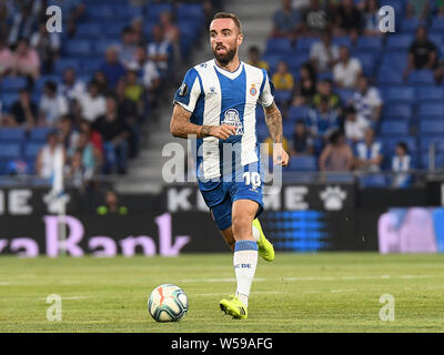Barcellona, Spagna. 26 Luglio, 2019. Barcellona, 25-07-2019. UEFA Europa League, Secondo Round associati alla promozione, prima gamba. Espanyol-Stjarnan. Sergi Darder dell Espanyol durante il match Espanyol-Stjarnan. Credito: Pro scatti/Alamy Live News Foto Stock