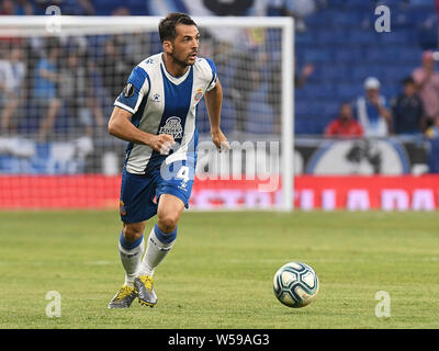 Barcellona, Spagna. 26 Luglio, 2019. Barcellona, 25-07-2019. UEFA Europa League, Secondo Round associati alla promozione, prima gamba. Espanyol-Stjarnan. Victor Sanchez dell Espanyol durante il match Espanyol-Stjarnan. Credito: Pro scatti/Alamy Live News Foto Stock
