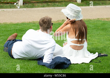 Il QIPCO King George Weekend, Ascot Racecourse, Ascot, Regno Unito. 26 Luglio, 2019. La refrigerazione a Ascot gare. Credito: Maureen McLean/Alamy Foto Stock