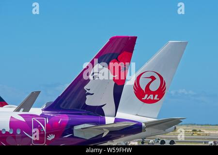 Hawaiian Airlines piano a Daniel K. Inouye International Airport Foto Stock