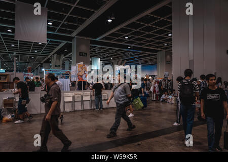 Hong Kong Cina: Luglio 26, 2019: Molti visitatori partecipare alla XXI Ani-Com & Games a Hong Kong all'Hong Kong Convention & Exhibition Center. Foto Stock
