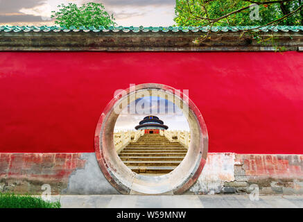 Meraviglioso e fantastico tempio - Il Tempio del Cielo a Pechino in Cina.Traduzione:"Sala della Preghiera del Buon Raccolto' Foto Stock