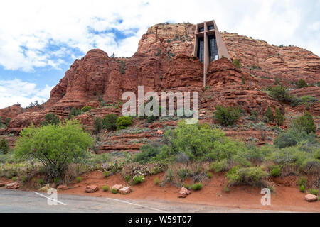 Cappella della chiesa di Santa Croce in cima a una roccia in Sedona, Stati Uniti Foto Stock