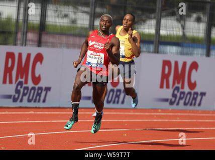 Thomas Jordier Amiens UC su 400 m si riscalda durante l'Atletica Campionato Francese Elite 2019 sulla luglio 26, 2019 in SainMat-Etienne, Francia - Photo Laurent Lairys / DPPI Foto Stock