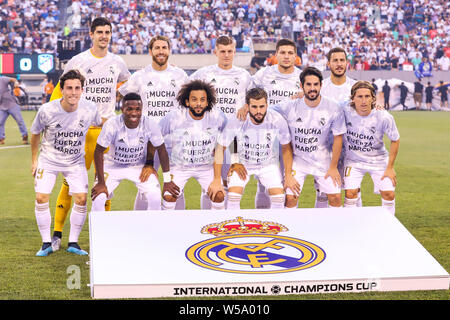 East Rutherford, Stati Uniti. 26 Luglio, 2019. I giocatori del Real Madrid durante il match contro l'Atletico Madrid gioco valido per l'International Champions Cup a MetLife Stadium di East Rutherford negli Stati Uniti la notte del venerdì, 26. Credito: Brasile Photo Press/Alamy Live News Foto Stock