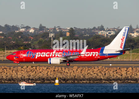 Pacific Blue Airlines (Virgin Blue Airlines) Boeing 737 aereo di linea all'Aeroporto di Sydney. Foto Stock