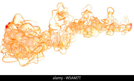 Pasta gassoso con fumo o acquerelli apparizione in rosso e giallo su sfondo bianco. 3D illustrazione Foto Stock