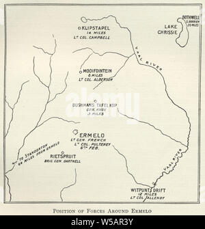 Mappa dalla Seconda guerra boera, posizione di forze intorno a Ermelo, Mpumalanga 1901 Foto Stock