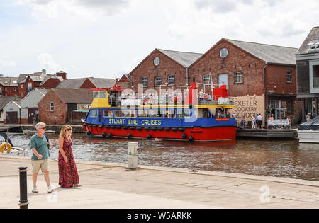 Exeter Canal Cruise boat l'orgoglio di Exmouth a Exeter Quays Foto Stock