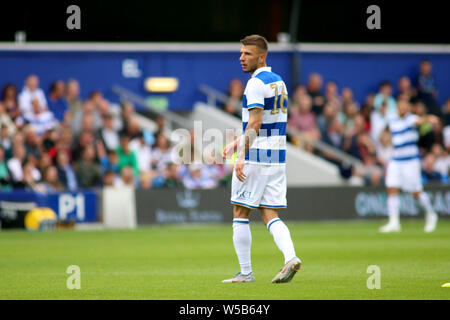 Londra, Regno Unito. 27 Luglio, 2019. pre-stagione calcio amichevole, Queens Park Rangers v Watford a Loftus Road Stadium di Londra il sabato 27 luglio 2019. Questa immagine può essere utilizzata solo per scopi editoriali. Solo uso editoriale, è richiesta una licenza per uso commerciale. Nessun uso in scommesse, giochi o un singolo giocatore/club/league pubblicazioni. pic da Tom Smeeth/Andrew Orchard fotografia sportiva/Alamy Live news Credito: Andrew Orchard fotografia sportiva/Alamy Live News Foto Stock