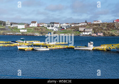 Le barche nel porto del villaggio di pescatori di Twillingate, Terranova, Canada Foto Stock