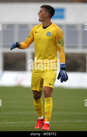 Owen Evans di Macclesfield Town durante la pre-stagione amichevole tra Hartlepool Regno e Sheffield Regno al Victoria Park, Hartlepool sabato 20 luglio 2019. Credito: MI News & Sport /Alamy Live News Foto Stock