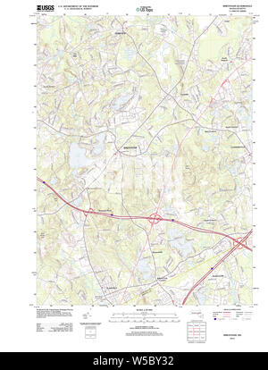 Massachusetts storico USGS TOPO Map MA Wrentham 20120611 TM il restauro Foto Stock