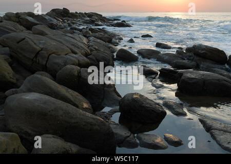 Durban, KwaZulu-Natal, Sud Africa, atmosferici seascape, Umhlanga Rocks Beach, paesaggio, umore, paesaggi africani Foto Stock