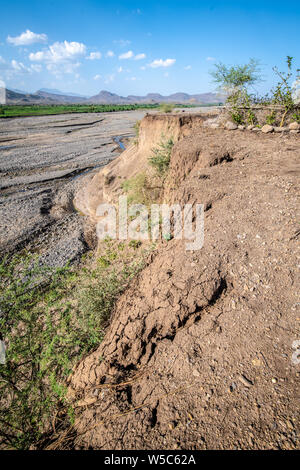 Una volta essiccato il letto del fiume al di fuori di Debre Berhan, Etiopia. Foto Stock