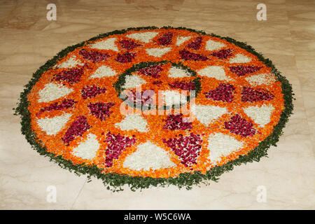 Colorful rangoli on the floor, India Stock Photo