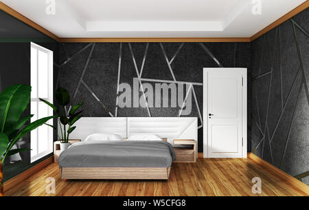 Soppalco con letto matrimoniale interno con lo stampaggio di cemento grigio Sfondo,design minimale.3d rendering Foto Stock