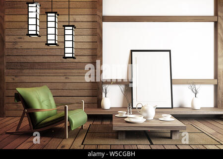 Il design degli interni in stile Giapponese. Il rendering 3D Foto Stock