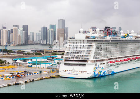 MIAMI, Stati Uniti d'America - 11 dicembre 2016: il Porto di Miami con navi da crociera. Miami è il maggiore porto negli Stati Uniti per le crociere. Foto Stock