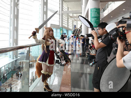 Hong Kong, Cina. 28 Luglio, 2019. Un cosplayer prende parte all'Hong Kong animazione, Cina, 28 luglio 2019. Credito: Wu Xiaochu/Xinhua/Alamy Live News Foto Stock