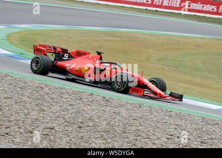 Hockenheim, Germania. 28 Luglio, 2019. firo: 28.07.2019, Motorsport, Formula 1, stagione 2019/2020, il Gran Premio di Germania, gara ad Hockenheim, Sebastian Vettel, la Scuderia Ferrari, | Utilizzo di credito in tutto il mondo: dpa/Alamy Live News Foto Stock