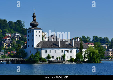 Schloss Ort, Lago, Castello Seeschloss Ort, Gmunden Austria, Europa Foto Stock