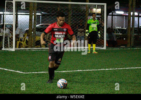 Salvador, Brasile. 26 Luglio, 2019. Corrispondenza tra Vitória Camaçari F7 12x2 Santa Cruz, match validi per il Round 16 del Bahia FUT7 campionato. Credito: Márcio Roberto/FotoArena/Alamy Live News Foto Stock