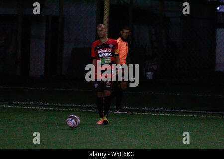 Salvador, Brasile. 26 Luglio, 2019. Corrispondenza tra Vitória Camaçari F7 12x2 Santa Cruz, match validi per il Round 16 del Bahia FUT7 campionato. Credito: Márcio Roberto/FotoArena/Alamy Live News Foto Stock