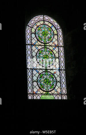 Il Bramley Apple vetrata nella chiesa cattedrale di Southwell Minster, southwell, Nottinghamshire, England, Regno Unito Foto Stock