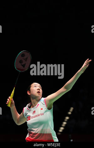 Tokyo, Giappone. 28 Luglio, 2019. Wakana Nagahara (JPN) Badminton : Daihatsu Overgrip Yonex Japan Open 2019 doppio femminile in finale alla Musashino foresta Sport Plaza a Tokyo in Giappone . Credito: Giovanni Osada AFLO/sport/Alamy Live News Foto Stock