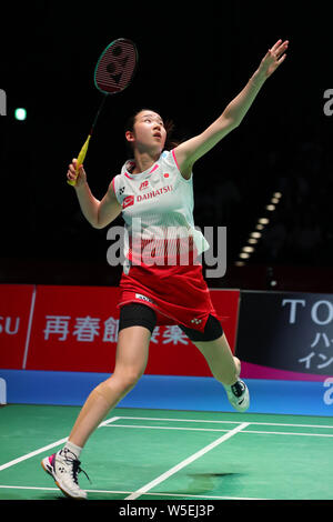 Tokyo, Giappone. 28 Luglio, 2019. Wakana Nagahara (JPN) Badminton : Daihatsu Overgrip Yonex Japan Open 2019 doppio femminile in finale alla Musashino foresta Sport Plaza a Tokyo in Giappone . Credito: Giovanni Osada AFLO/sport/Alamy Live News Foto Stock