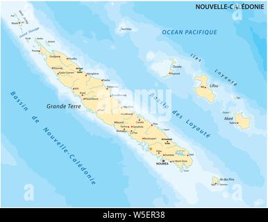 Mappa Nuova Caledonia è il Frenchowned arcipelago nel Pacifico del Sud Illustrazione Vettoriale