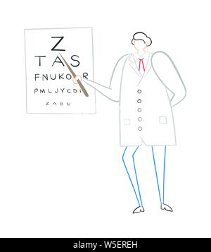 oculista che mostra un grafico a occhio