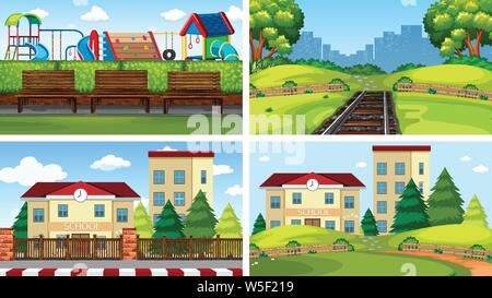 Serie di scene in natura illustrazione di impostazione Illustrazione Vettoriale