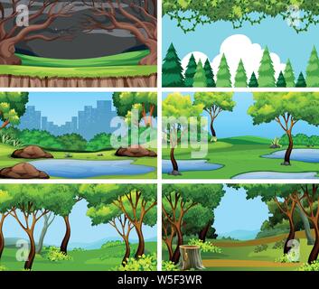 Serie di scene in natura illustrazione di impostazione Illustrazione Vettoriale