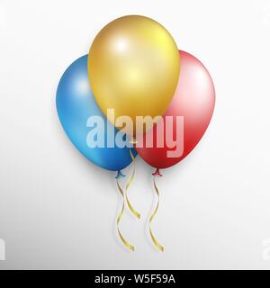 Realistico vettore colorati palloncini. Di palloncini colorati con sfondo bianco. Illustrazione Vettoriale