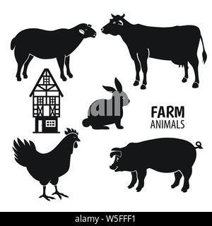 Gli animali isolati farm su uno sfondo bianco. Illustrazione Vettoriale
