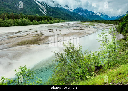 Austria, Tirolo, Lechtal, Naturpark Tiroler Lech Lech river Foto Stock