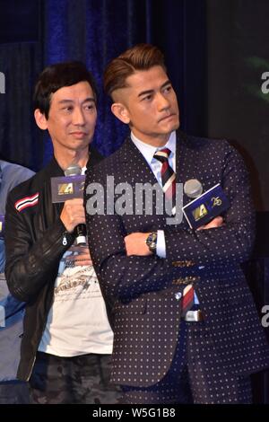Hong Kong cantante e attore Aaron Kwok partecipa a una conferenza stampa per supporti di Asia di Hong Kong, Cina, 18 marzo 2019. Foto Stock