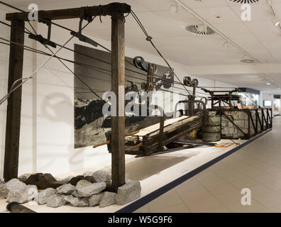 L'Italia, Lombardia, Valle Camonica, Temù, WWI Museum (il Museo della Guerra Bianca), esercito italiano funivia (Ceretti & Tanfani modello ) Foto Stock