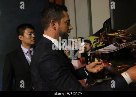 Attore e cantante Zachary Levi partecipa ad un evento di Premiere per il suo film "hazam!" a Pechino in Cina, 25 marzo 2019. Foto Stock