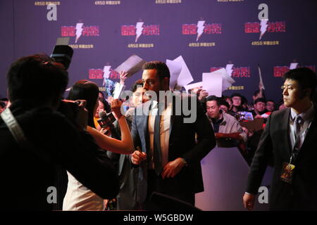 Attore e cantante Zachary Levi partecipa ad un evento di Premiere per il suo film "hazam!" a Pechino in Cina, 25 marzo 2019. Foto Stock