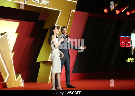 Attore e cantante Zachary Levi partecipa ad un evento di Premiere per il suo film "hazam!" a Pechino in Cina, 25 marzo 2019. Foto Stock