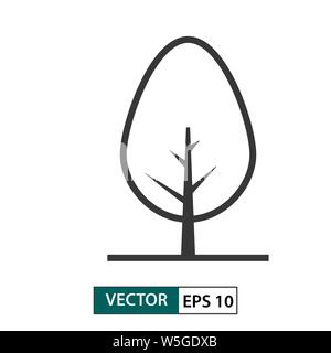 Icona di albero. Lo stile di contorno. Isolato su sfondo bianco. Illustrazione vettoriale EPS 10 Illustrazione Vettoriale