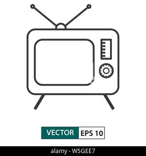 Televisione / TV icona. Lo stile di contorno. Isolato su sfondo bianco. Illustrazione vettoriale EPS 10 Illustrazione Vettoriale