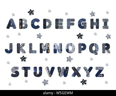 Illustrazione con lettere dell'alfabeto texture. Per la progettazione del vostro progetto, isolato su sfondo bianco. Foto Stock