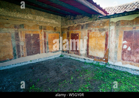 Pitture Murali, Case a Giardino di Ostia Antica area archeologica di Ostia, della provincia di Roma, Lazio, l'Italia, Europa Foto Stock