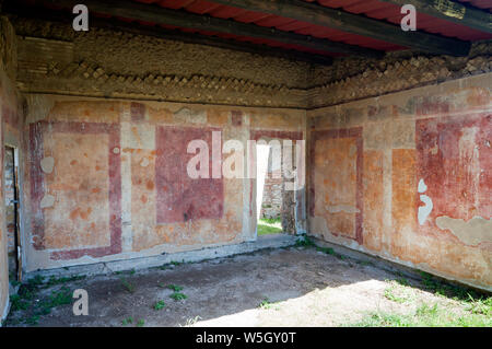 Pitture Murali, Case a Giardino di Ostia Antica area archeologica di Ostia, della provincia di Roma, Lazio, l'Italia, Europa Foto Stock